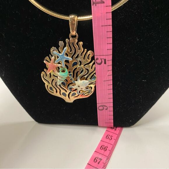 Italian Sea Life Sterling Enamel Pendant Starfish Octopus Shell Omega Necklace - Picture 7 of 12